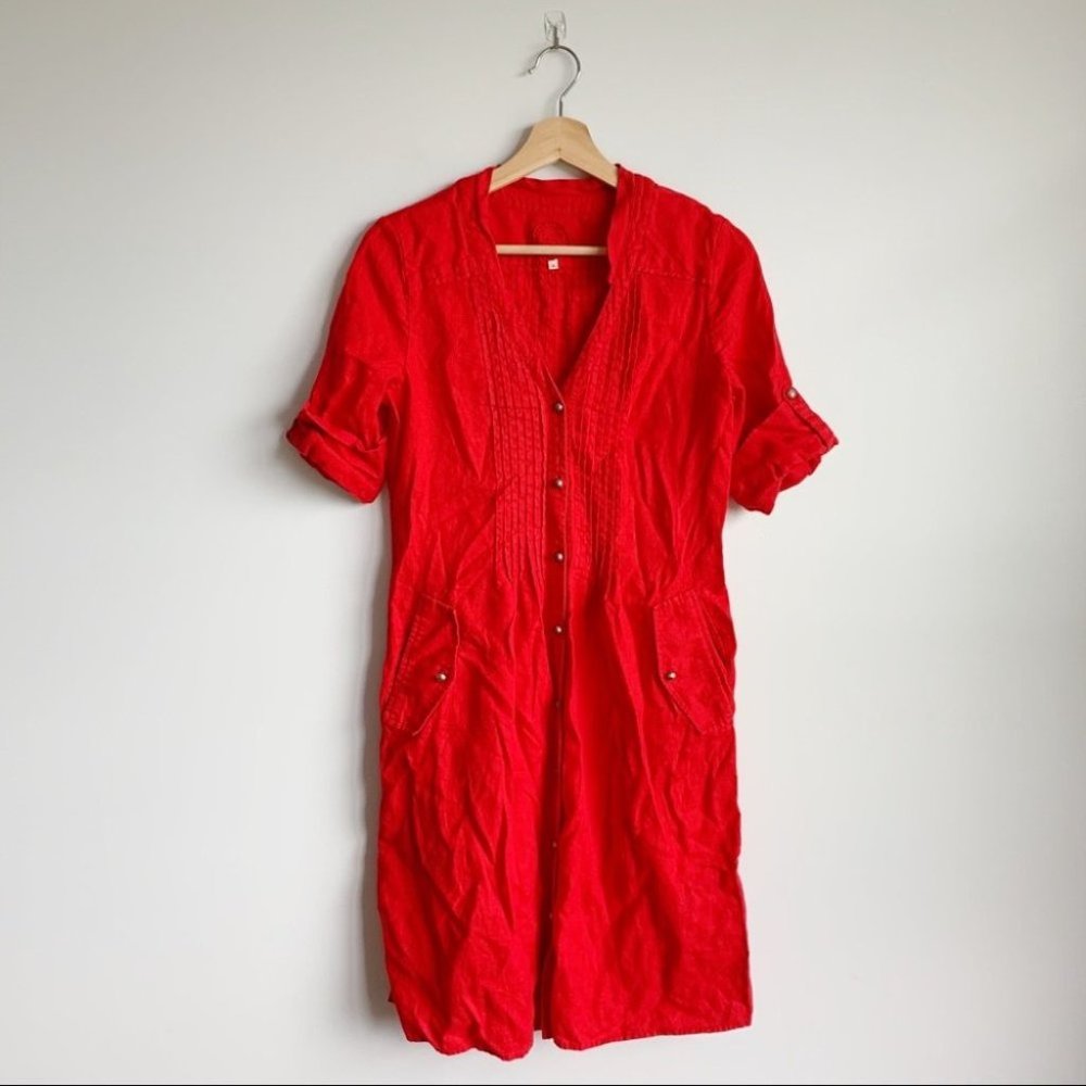 Red Button-Up Women's Dress